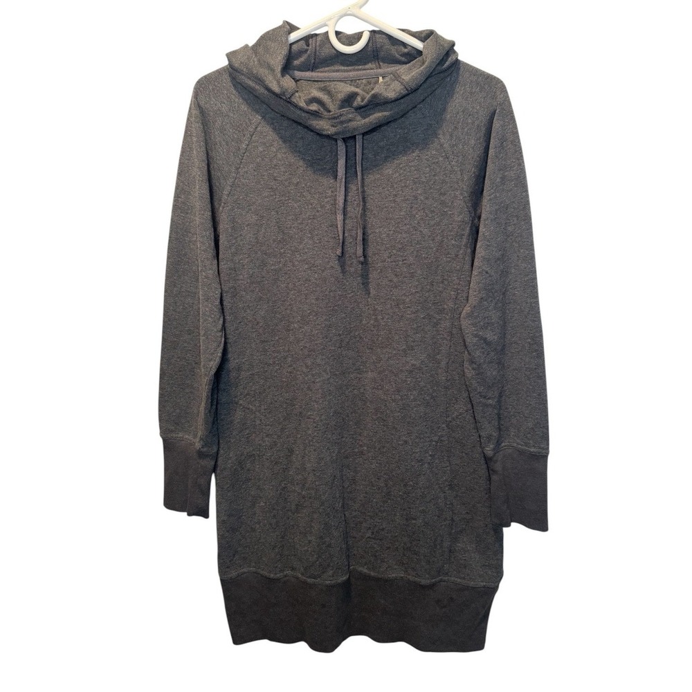 Toad&Co Womens Large Gray Cowl‎ Neck Hoodie Dress Long Sleeve Eco Pocket Mini